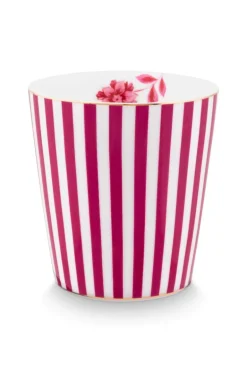 Royal Stripes Tasse & Teebeutelablage Dunkelrosa