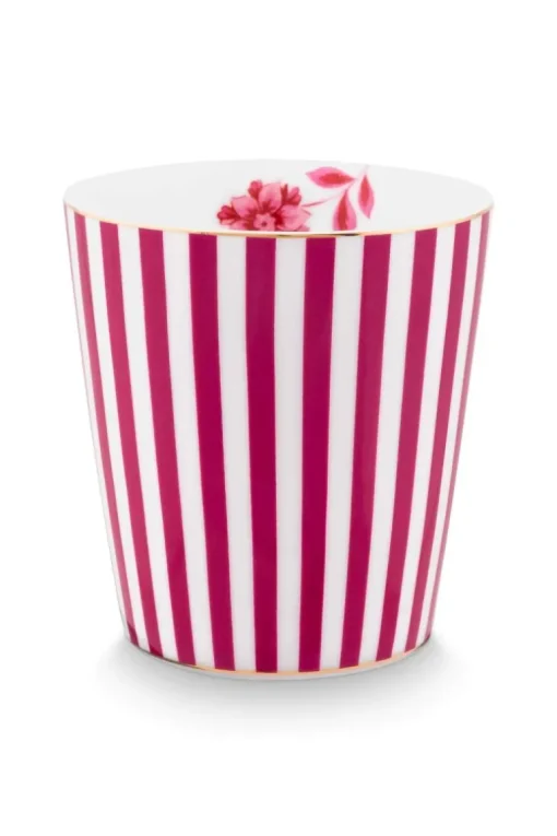 Royal Stripes Tasse & Teebeutelablage Dunkelrosa