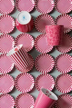 Royal Stripes Tasse & Teebeutelablage Dunkelrosa