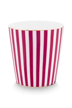 Royal Stripes Tasse & Teebeutelablage Dunkelrosa