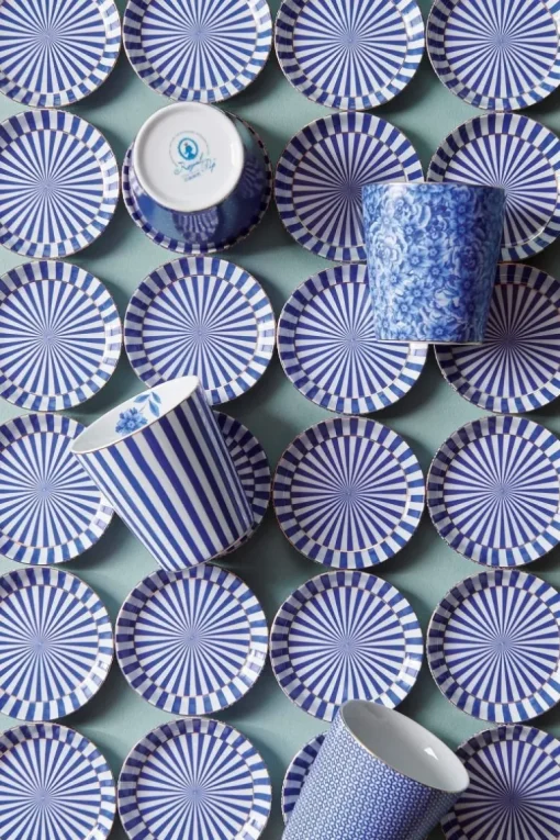 Royal Stripes Tasse Blumen & Teebeutelablage Blau