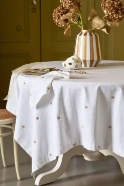 Set/2 Servietten Bestickung Sterne Gold