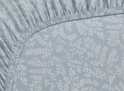Spannbettlaken Leafy Blau Grau