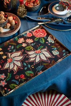 Tablett Metall Gross Berry Blues Dunkel Blau