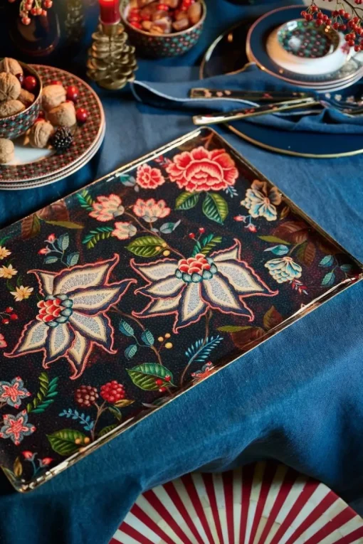 Tablett Metall Gross Berry Blues Dunkel Blau
