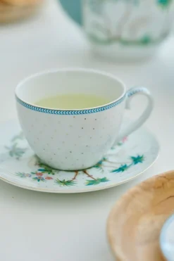 Tasse & Untertasse Jolie Punkte Gold Blau
