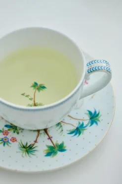 Tasse & Untertasse Jolie Punkte Gold Blau