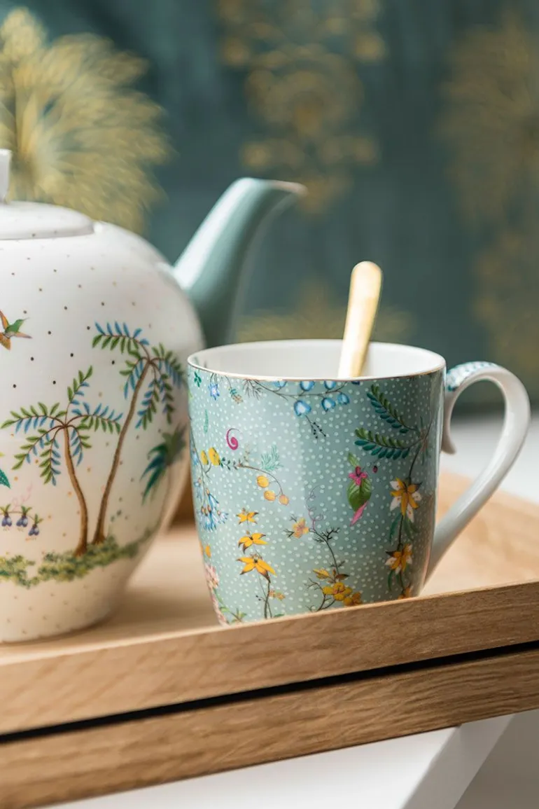 Tasse Gross Jolie Blumen Blau