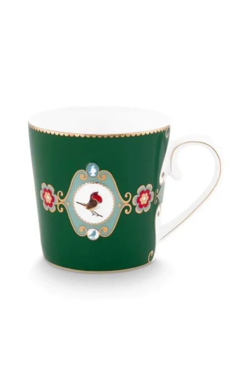 Tasse Gross Love Birds Medallion Dunkel Grün