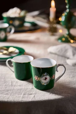 Tasse Gross Love Birds Medallion Dunkel Grün