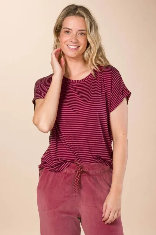 Tatum Top Kurze Ärmeln Little Sumo Stripe Rot Rosa