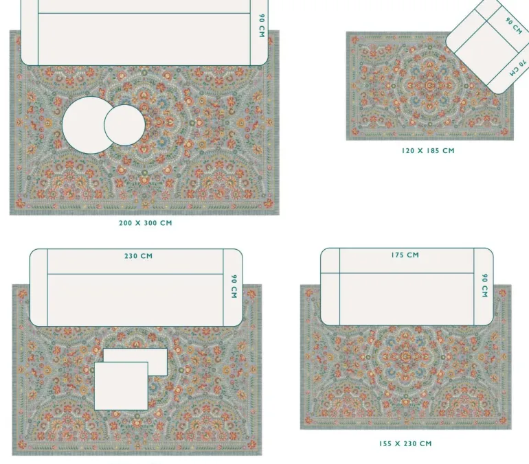 Teppich Il Ricamo by Pip Hellblau