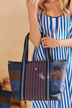 Tilda Tragetasche Mittel Streifen Blau