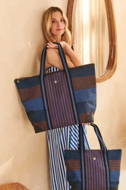 Tilda Tragetasche Mittel Streifen Blau