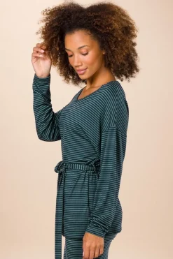 Timberly Top Lange Ärmeln Little Sumo Stripe Blau Grün