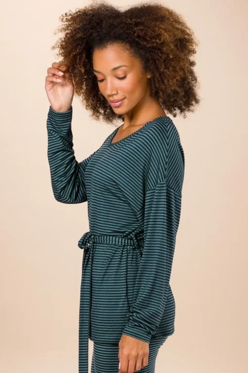 Timberly Top Lange Ärmeln Little Sumo Stripe Blau Grün