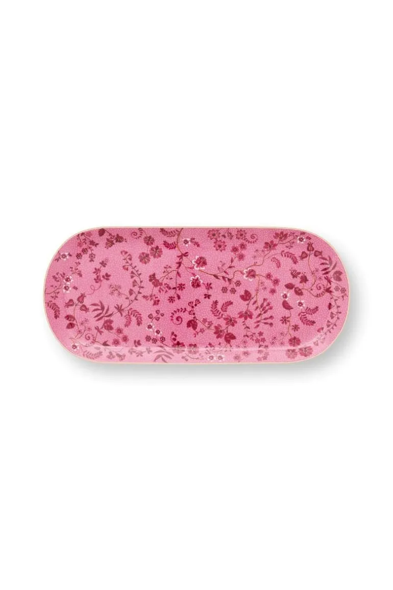Tortenteller Rechteckig Jolie Blumen Rosa