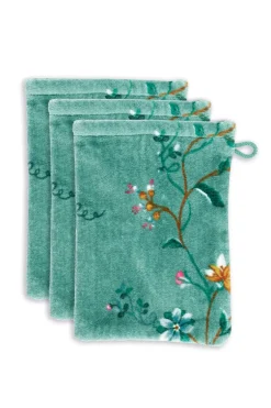 Waschlappen Set/3 Les Fleurs Grün 16x22 cm