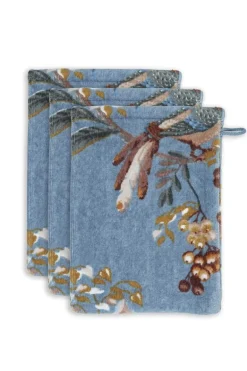 Waschlappen Set/3 Secret Garden Blau 16x22cm